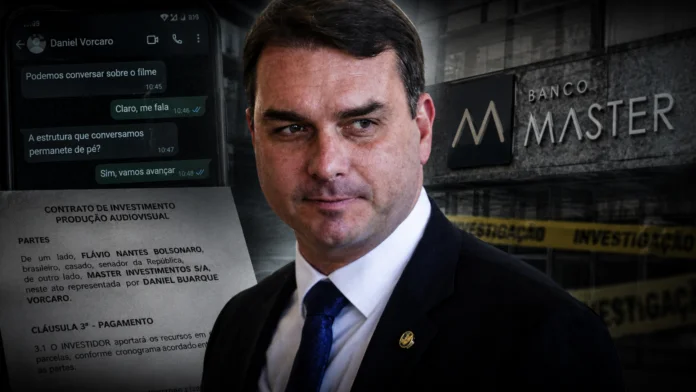 Flávio Bolsonaro em meio à repercussão de áudios envolvendo Daniel Vorcaro