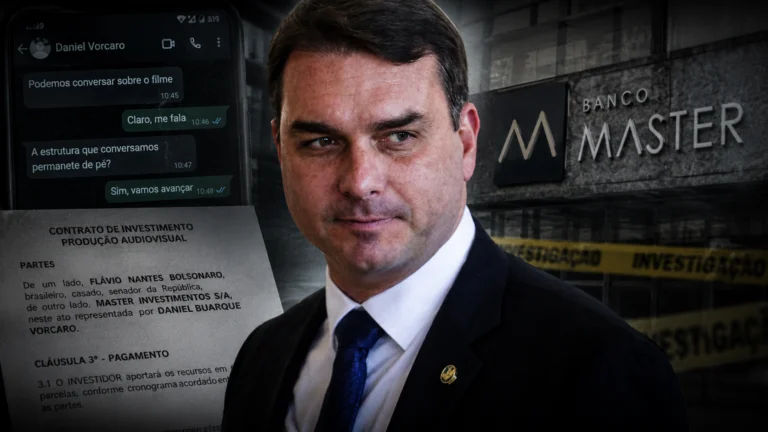 Flávio Bolsonaro em meio à repercussão de áudios envolvendo Daniel Vorcaro
