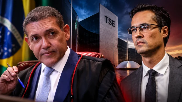Nunes Marques e Deltan Dallagnol em composição editorial sobre decisão do TSE na disputa ao Senado