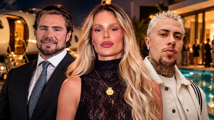 Yasmin Brunet, Daniel Vorcaro e MC Daniel em montagem editorial