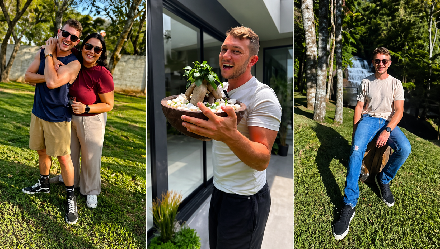 Henrique Buttler em momentos ligados à rotina, à natureza e à casa em Atibaia